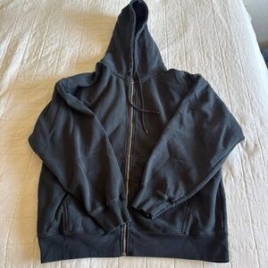 Brandy Melville Oversized Black Zip-Up Hoodie